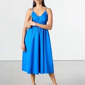 Banana Republic Factory Blue Spaghetti Strap Midi Sundress